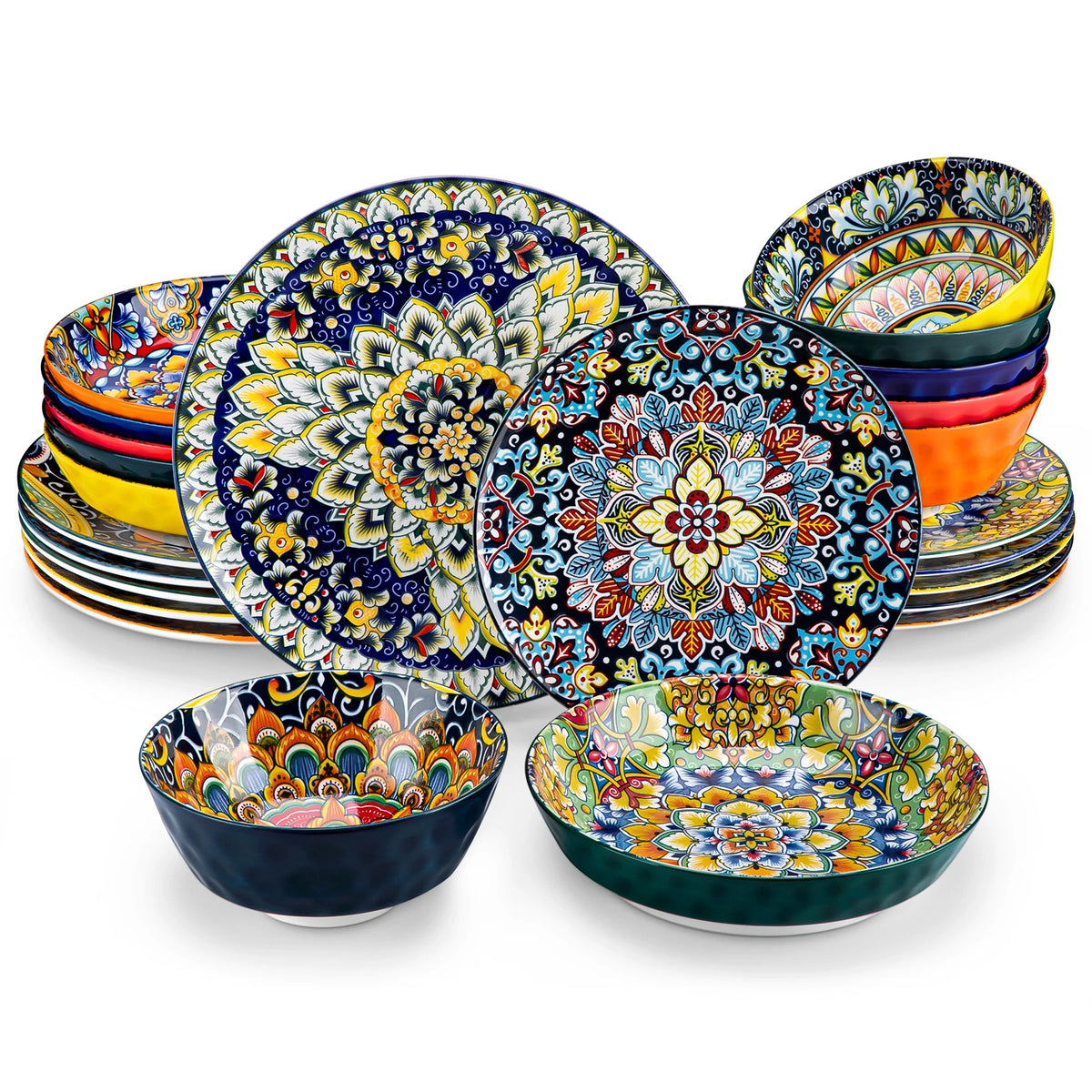 Malacasa Bohemian Stoneware Ceramic Dinnerware Collection