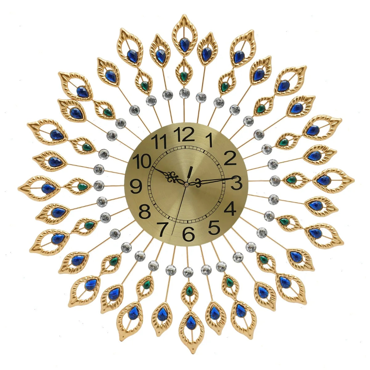 Peacock Feather Wall Clock With Silent Quartz Movement