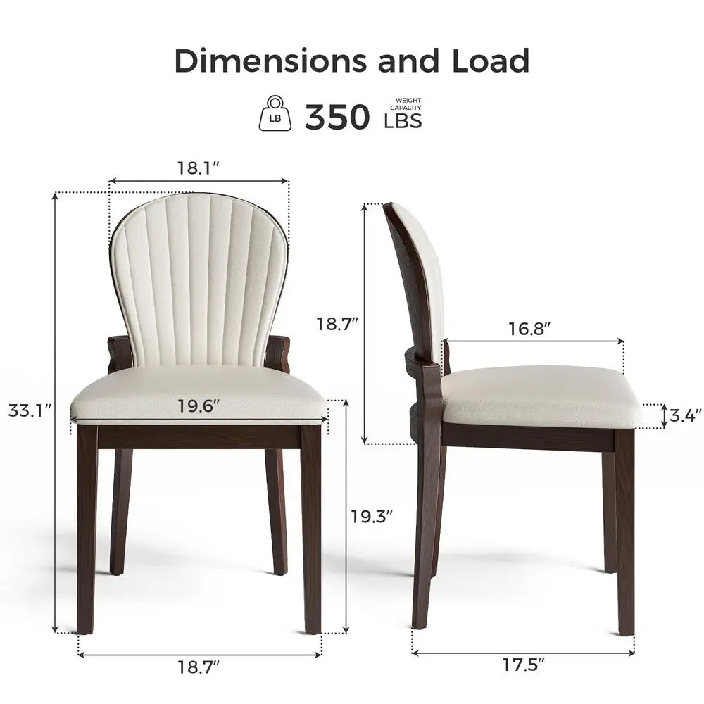 Solid Wood Dining Chairs Set Of Two With Leather Upholstery