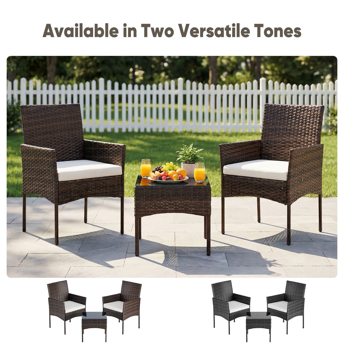 Jhk Outdoor All Weather Wicker Bistro Set With Cushions