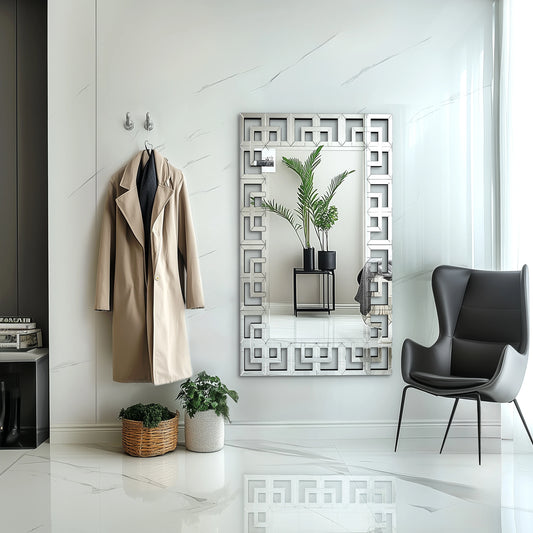 Modern Rectangular Beveled Glass Wall Mirror For Home Decor