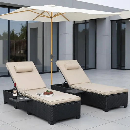 Rattan Reclining Outdoor Patio Furniture Set With Adjustable Backrest