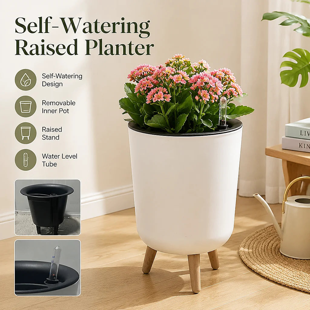 Self Watering Raised Garden Planter With Water Level Indicator