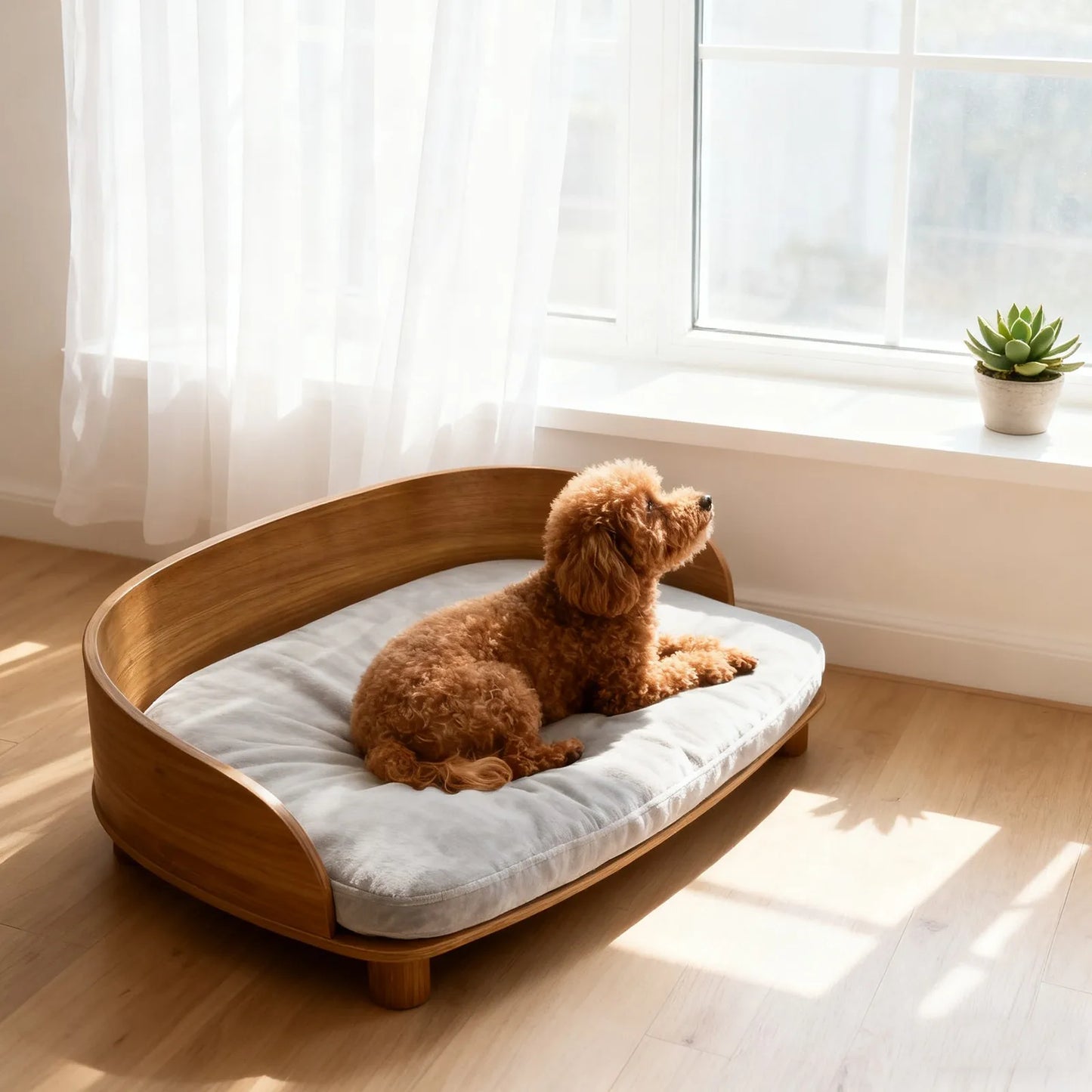 Borwart Eucalyptus Pet Sofa Bed With Cushion For Small Dogs