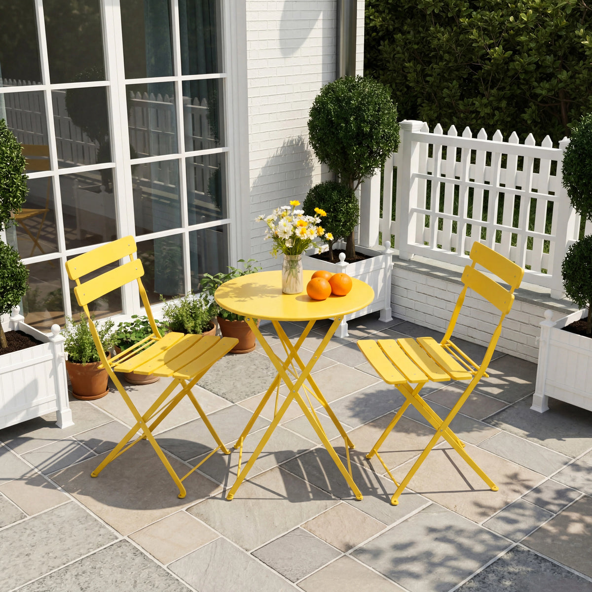 TUAREX Folding Steel Bistro Set For Outdoor Patio Furniture