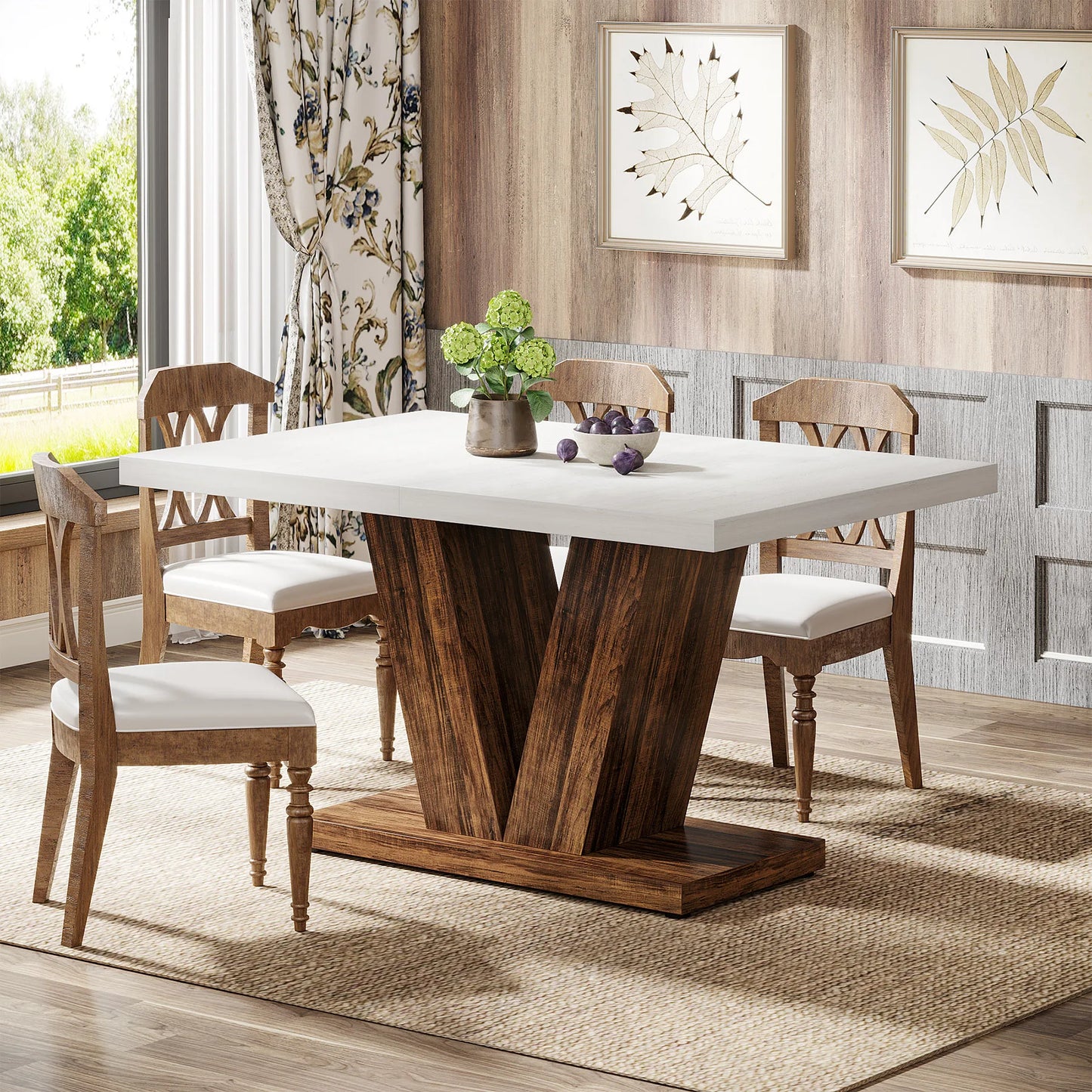 Tribesigns Premium Wooden Dining Table For Kitchen Living