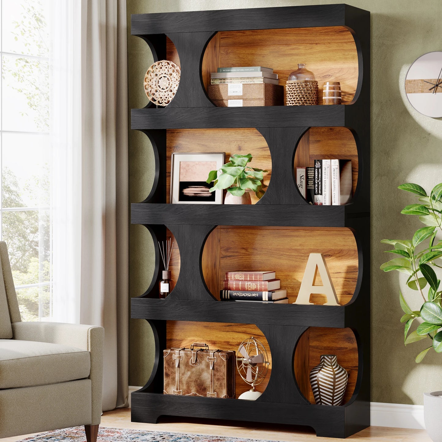 Tribesigns Stylish Wooden Bookcase For Home Storage Display