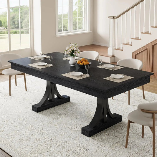 HiMISS Industrial Rectangular Wooden Dining Table With Two Drawers