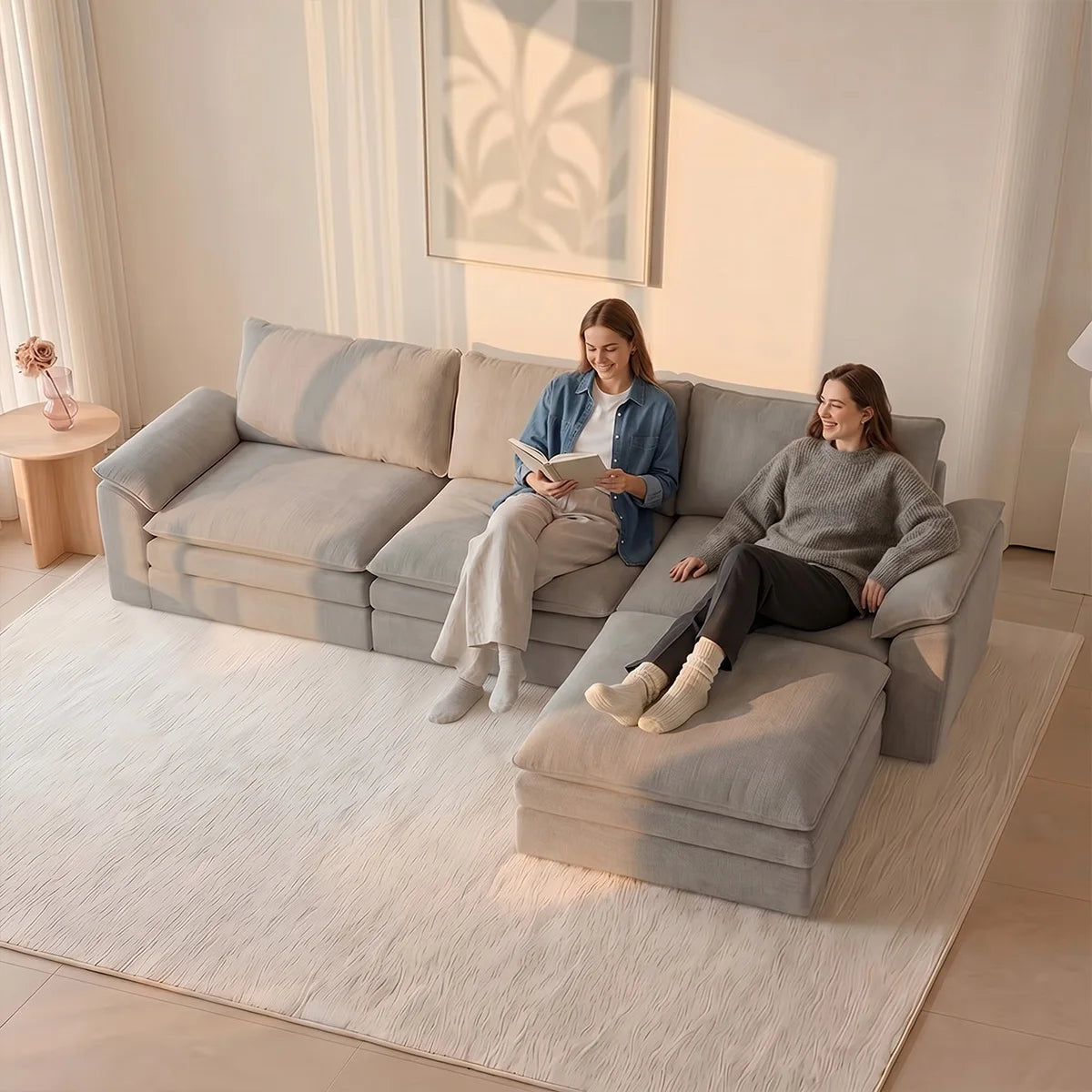 Modern Cloud Modular Sofa Set With Integrated Plush Foam Pillows