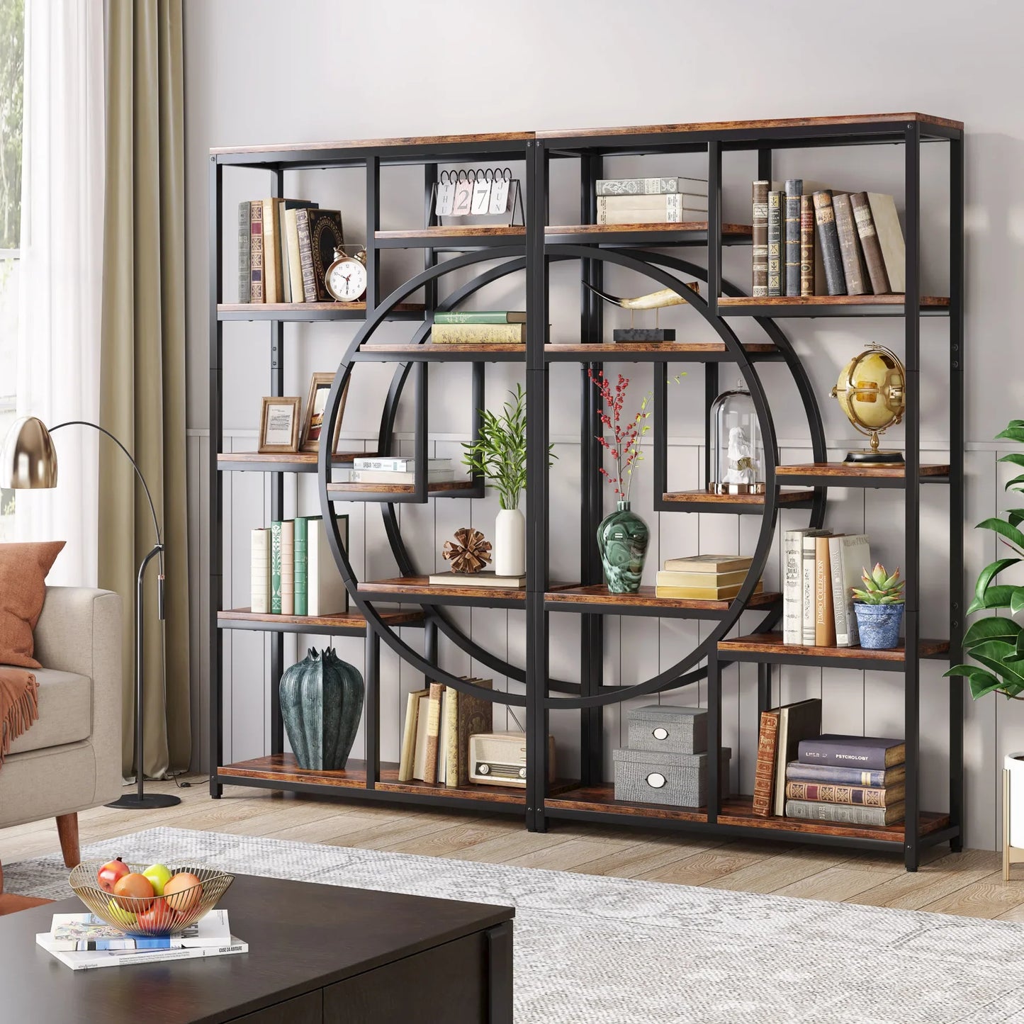 Tribesigns Industrial 5 Tier Bookshelf Freestanding Display Shelving Unit