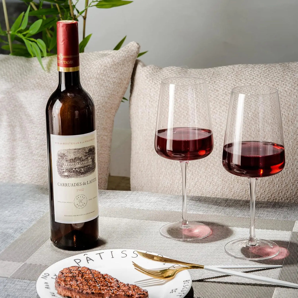 Classic Square Rim Wine Glasses Premium Long Stem Barware