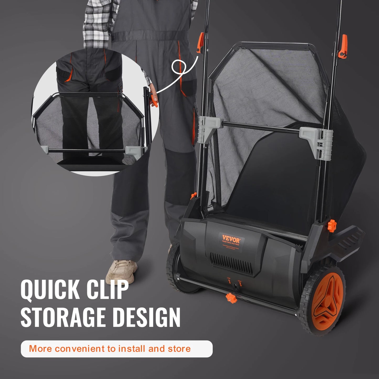 Push Lawn Sweeper With Dual Brushes And Mesh Collection Hopper