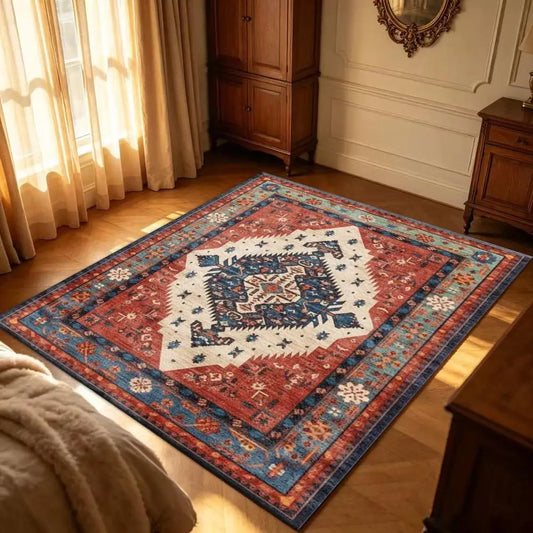 Soft Polyester Tribal Diamond Machine Washable Indoor Floor Mat