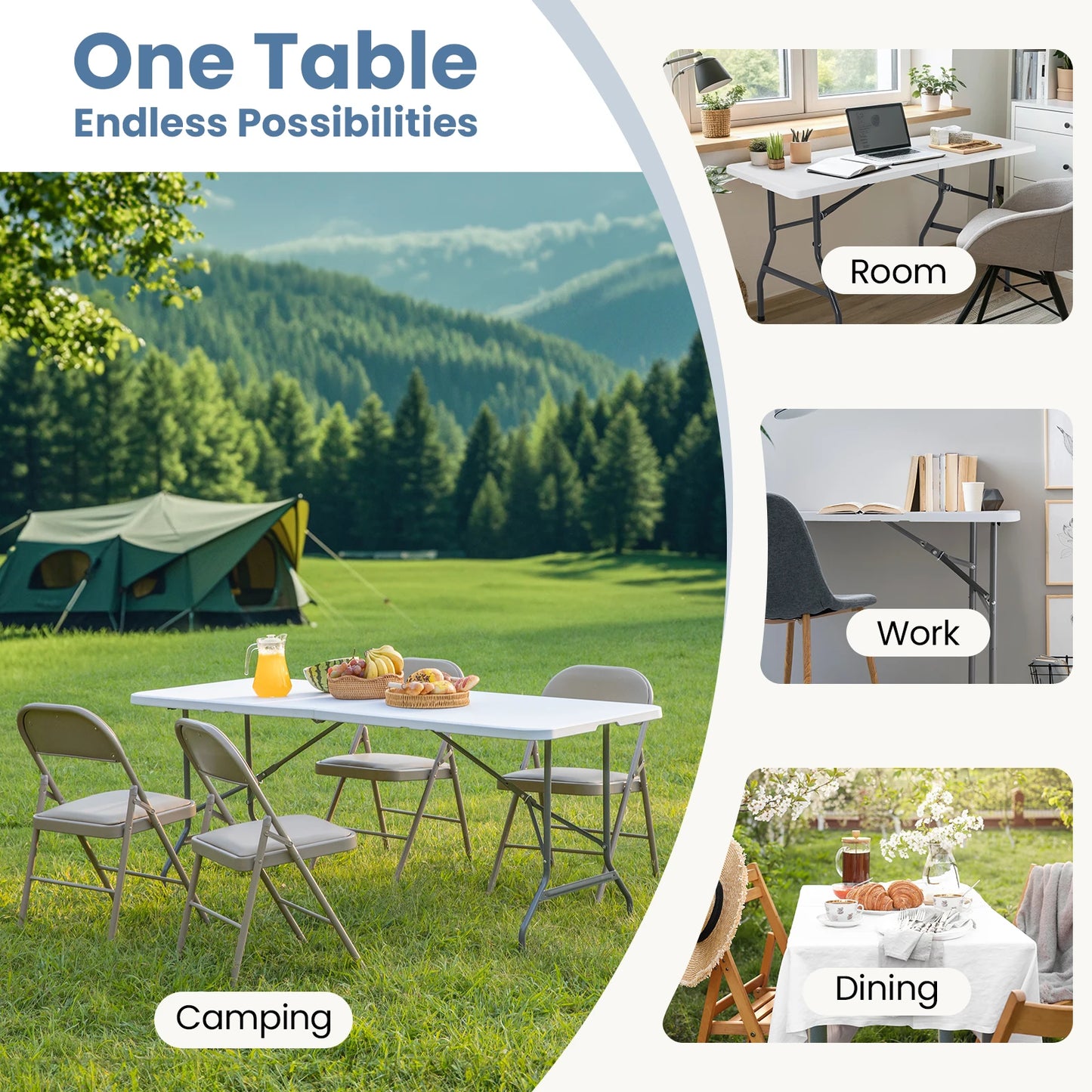 JMK Heavy Duty Stainless Steel Folding Outdoor Table