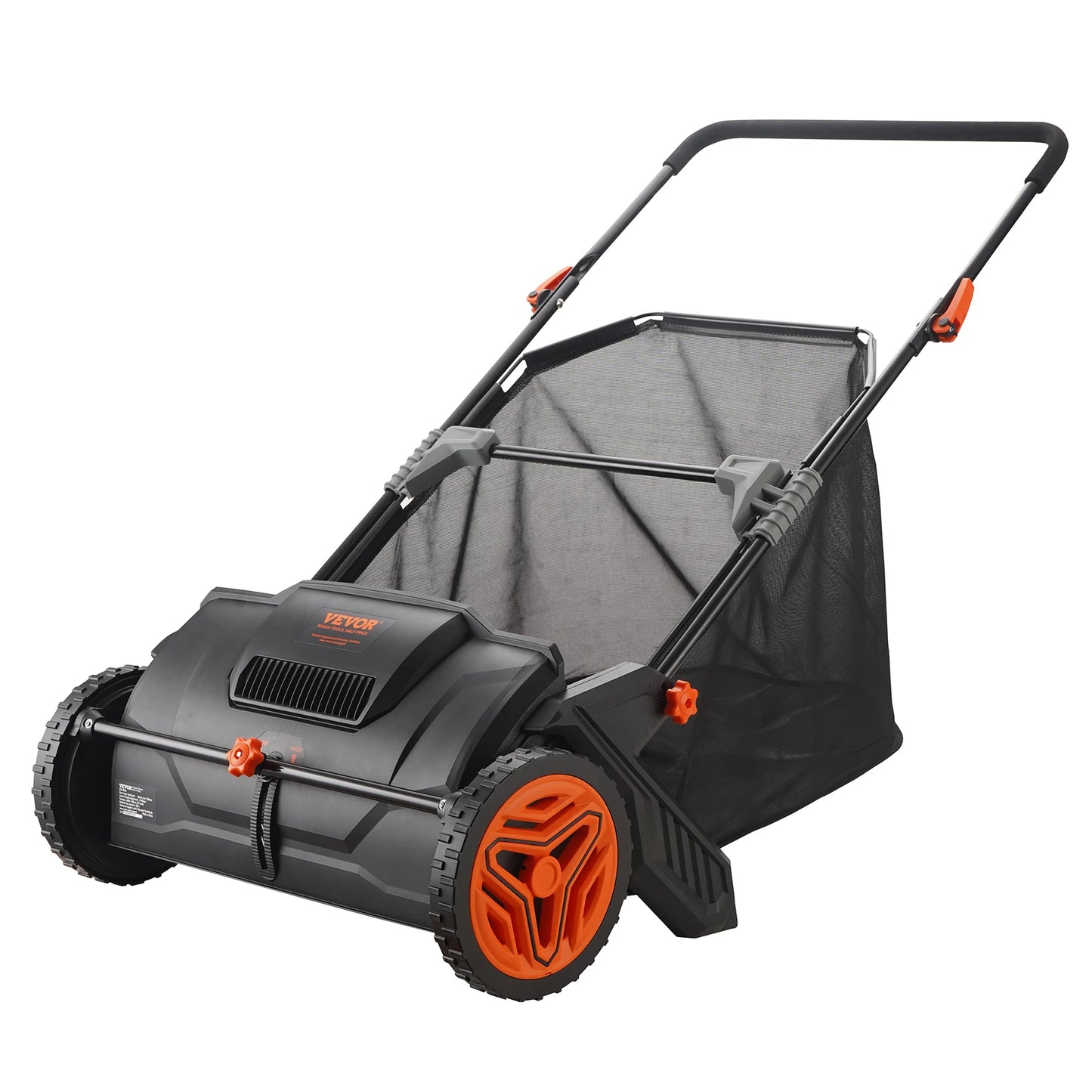 Push Lawn Sweeper With Dual Brushes And Mesh Collection Hopper