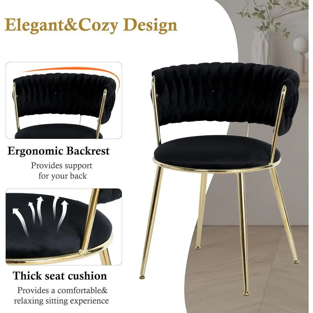 Modern Glass Dining Set with Velvet Upholstered Chairs