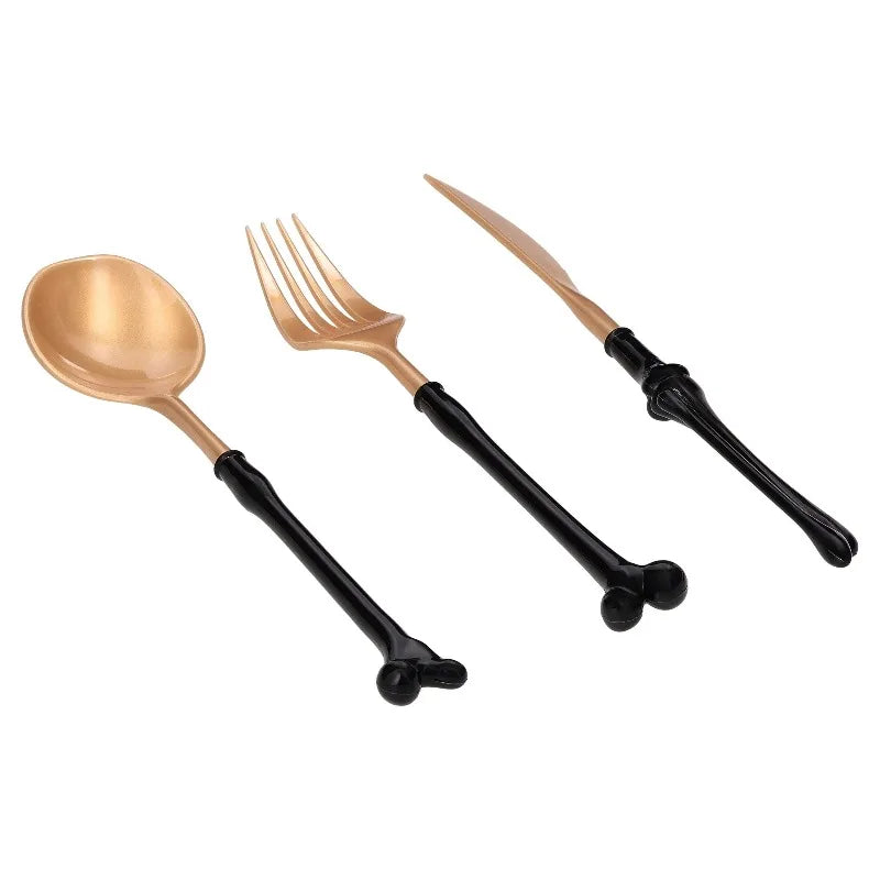 Halloween Bone Handle Disposable Plastic Cutlery Set for Parties