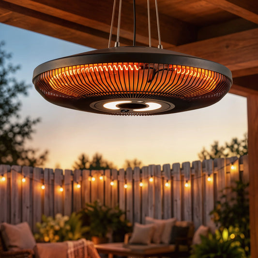 Outsunny Electric Hanging Patio Heater With LED Light Dual Heat