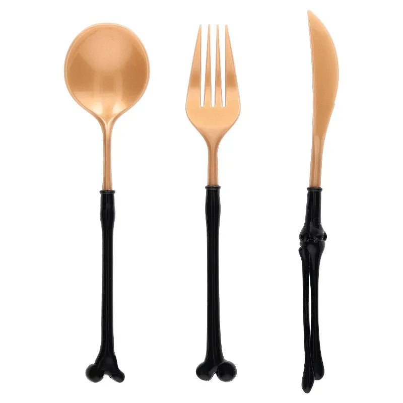 Halloween Bone Handle Disposable Plastic Cutlery Set for Parties