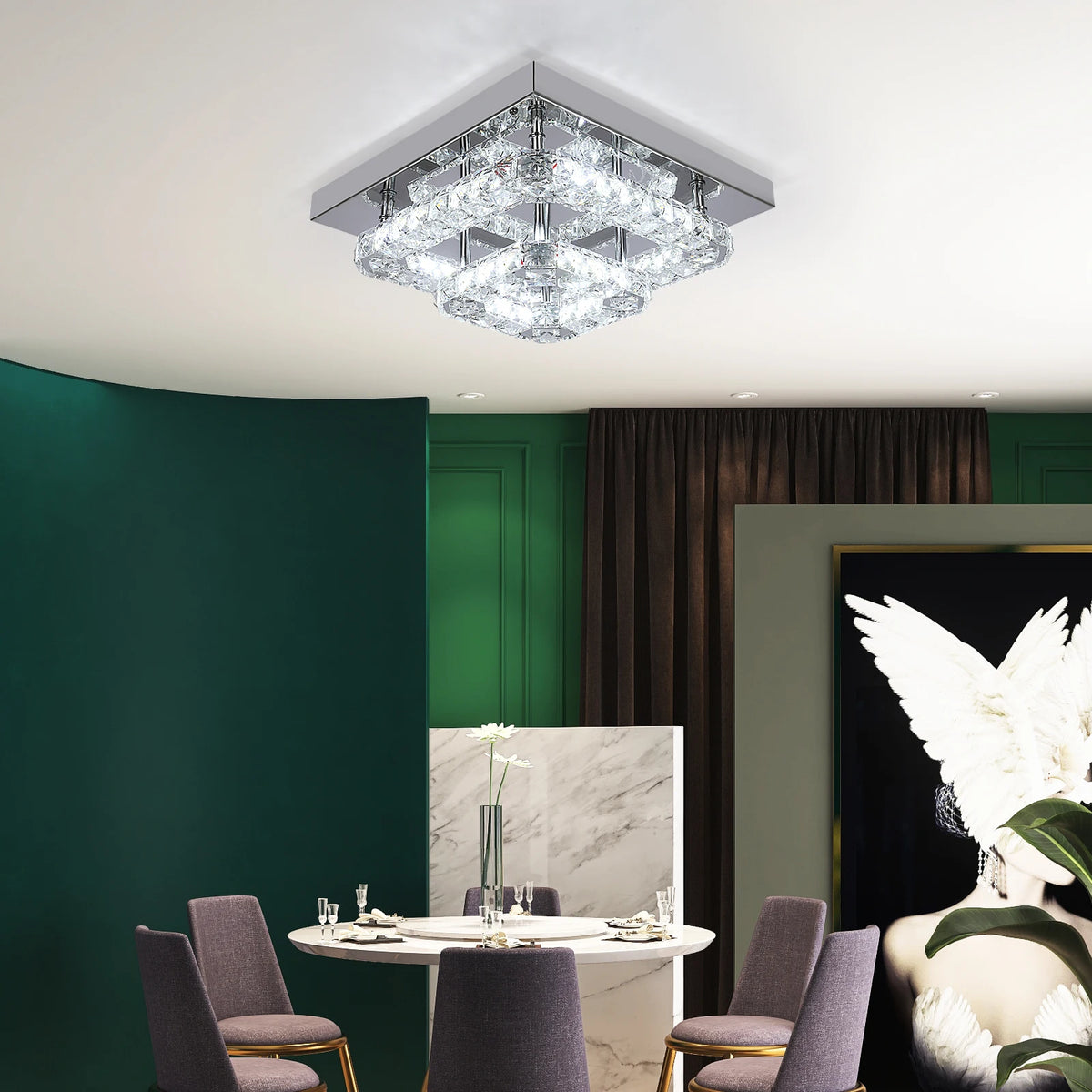 GreeLustr Crystal LED Ceiling Light For Bedroom And Living Room