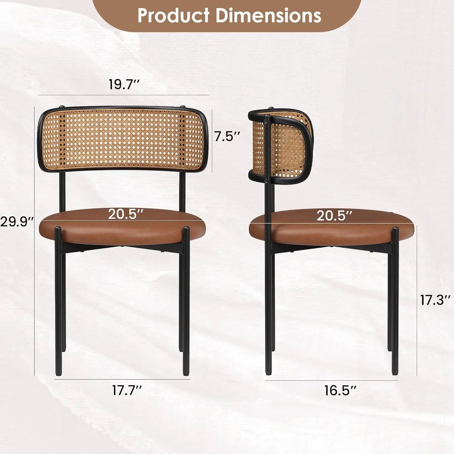 Farini Modern Dining Chairs With PU Leather And Rattan Back