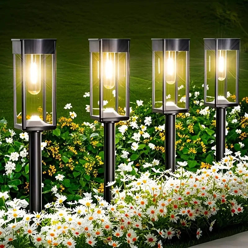 FAMCDF Solar Outdoor Pathway Lights Auto Dusk Dawn Waterproof LED