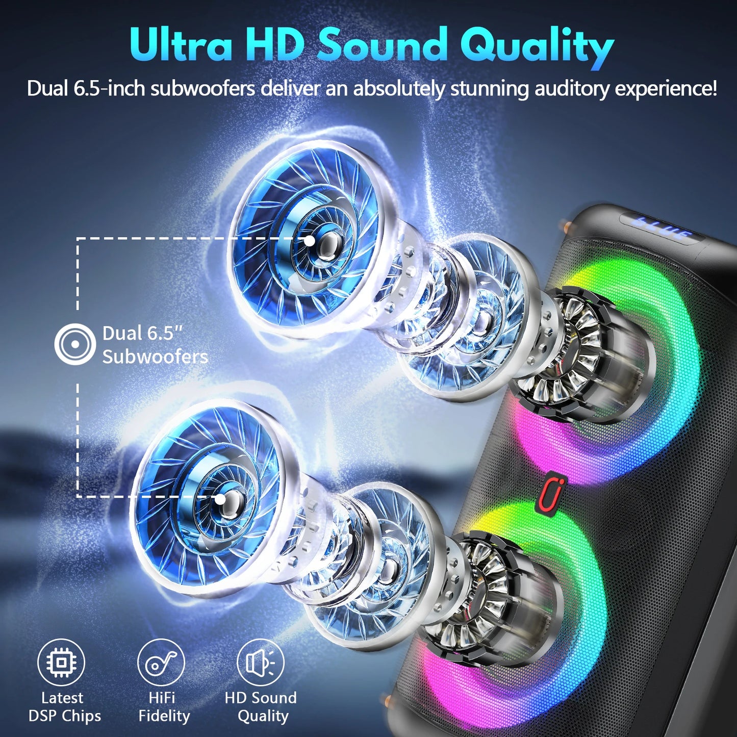 FanFun Portable Bluetooth Karaoke Speaker With Dual Microphones