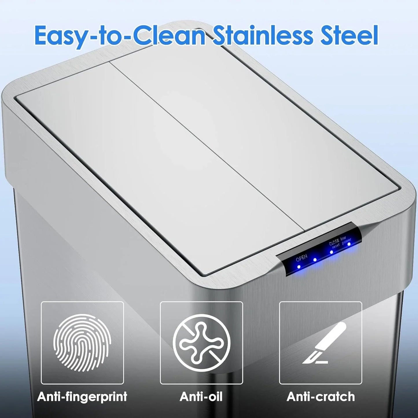 Homfa Motion Sensor Stainless Steel Automatic Garbage Bin