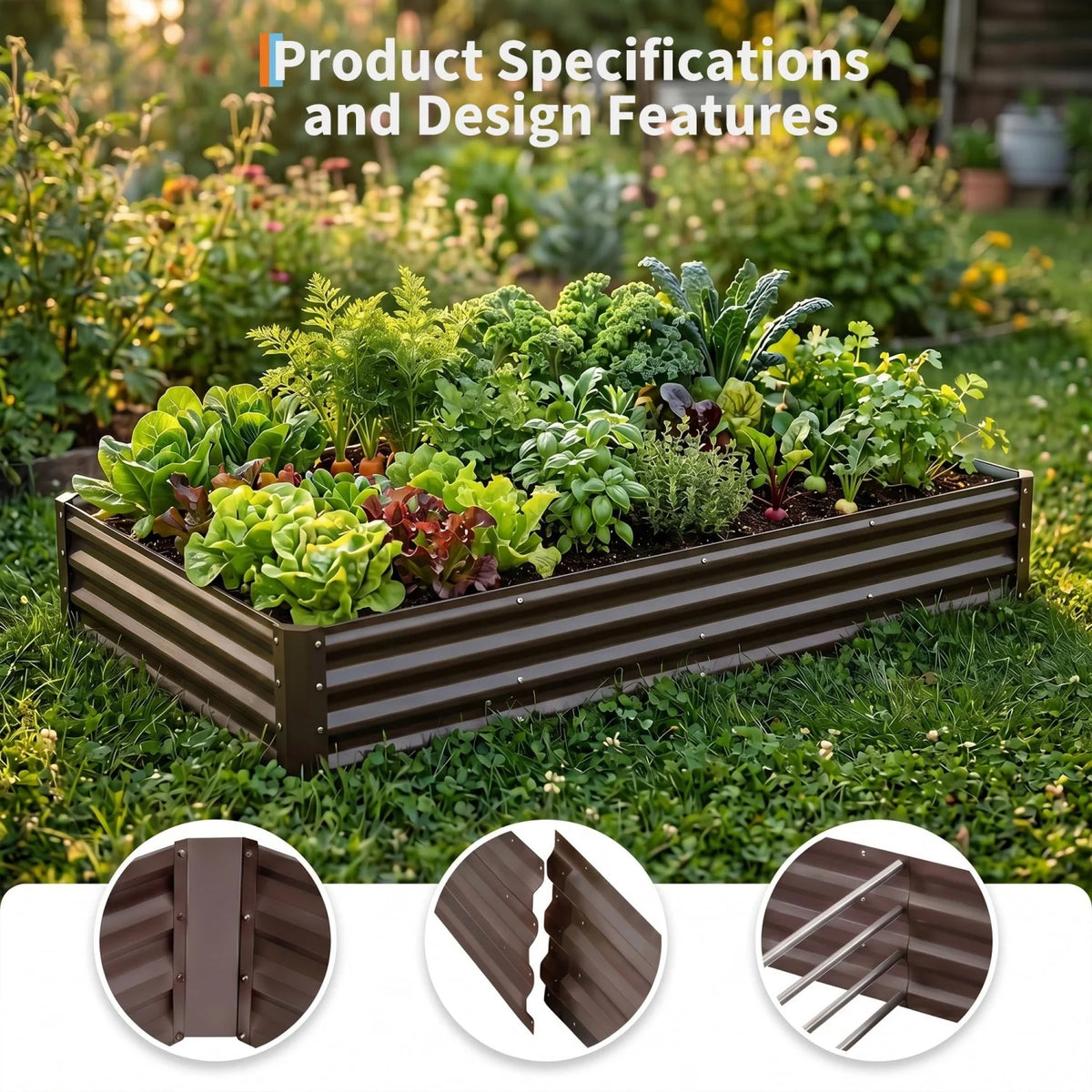 2 Pack 6x3 Ft Galvanized Steel Raised Garden Bed, Outdoor Above Ground Planter Box for Vegetables and Flowers, Metal Raised Bed for Gardening