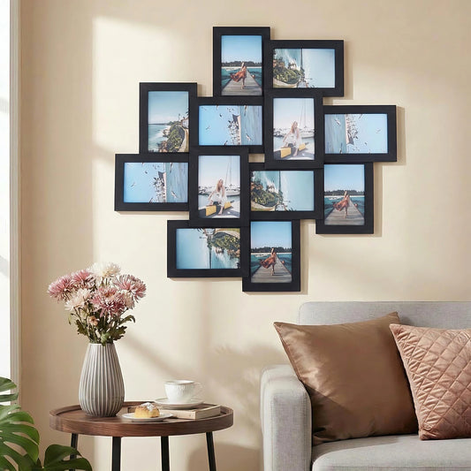 Modern Collage Photo Frame Set With Shatterproof Glass For Walls