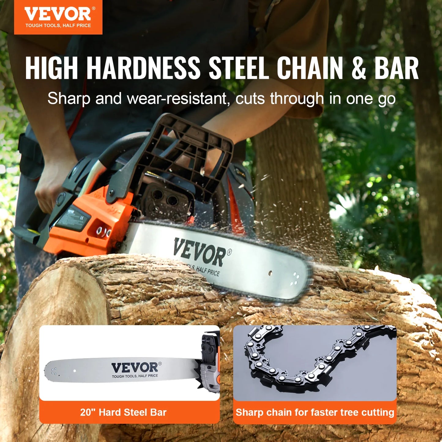 SucceBuy 58cc Gas Chainsaw For Durable Woodcutting And Forestry Work