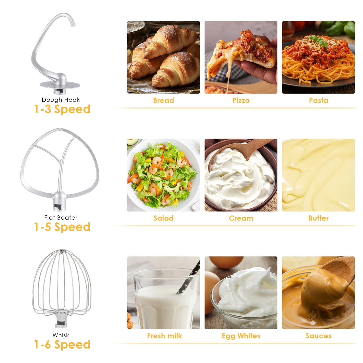 BioloMix Stand Mixer Blender With Whisk And Dough Kneading Attachments