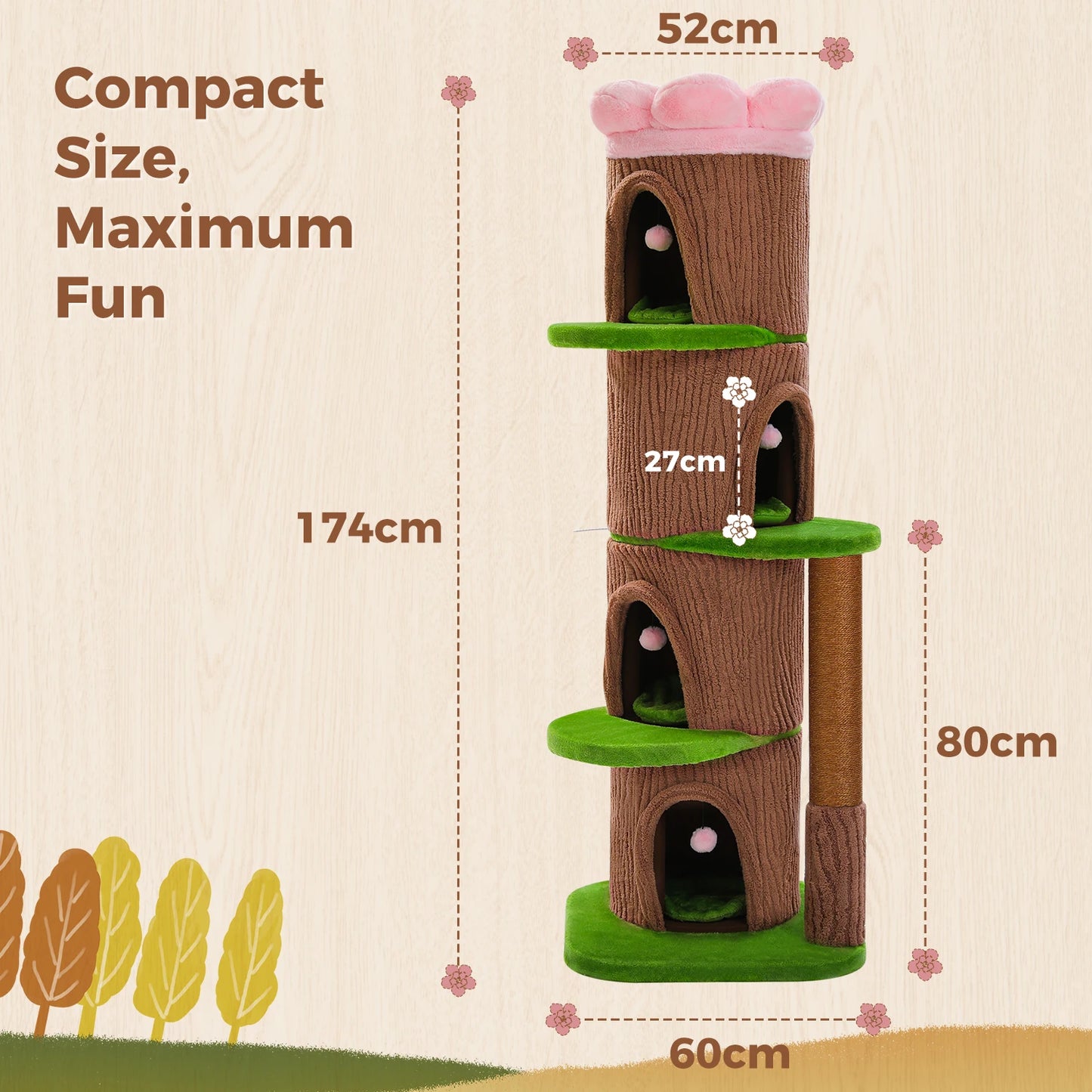 PAWZ Road Cat Tree Tower With Condos And Scratching Posts