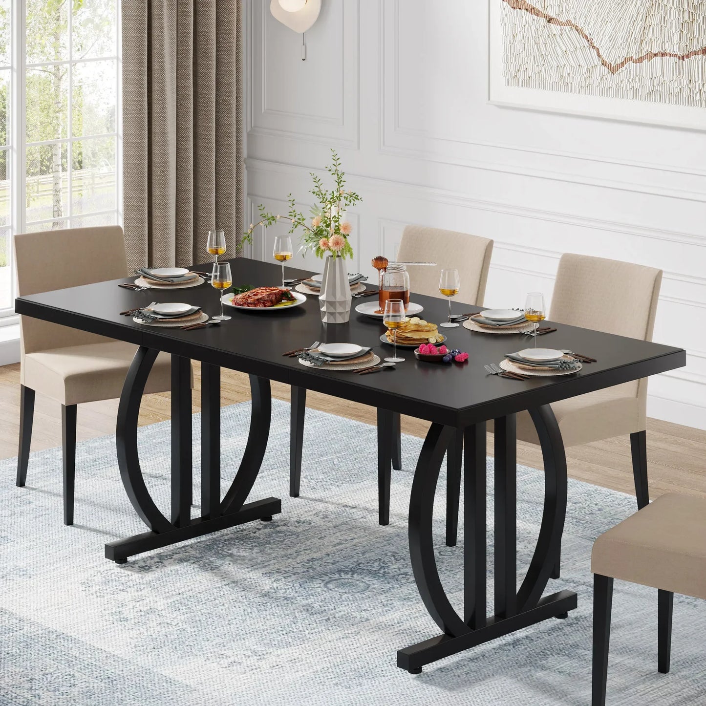 Tribesigns Modern Industrial Dining Table With Sturdy Metal Frame