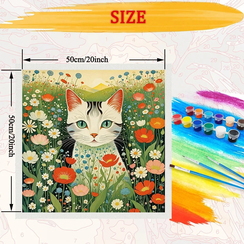 Professional Cat Paint By Numbers Canvas Art Kit For Adults