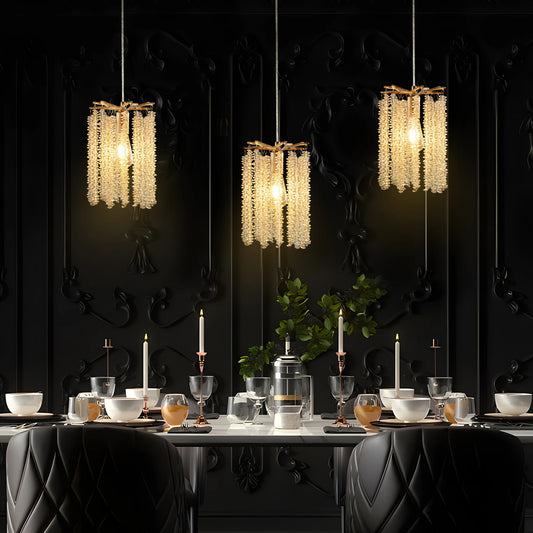 ARLGSITE Crystal Pendant Chandelier With Waterfall Bead Design