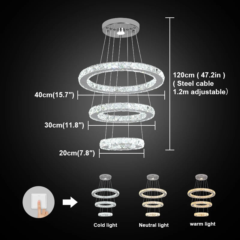 GreeLustr LED Modern Crystal Chandelier Pendant Ceiling Light Fixture