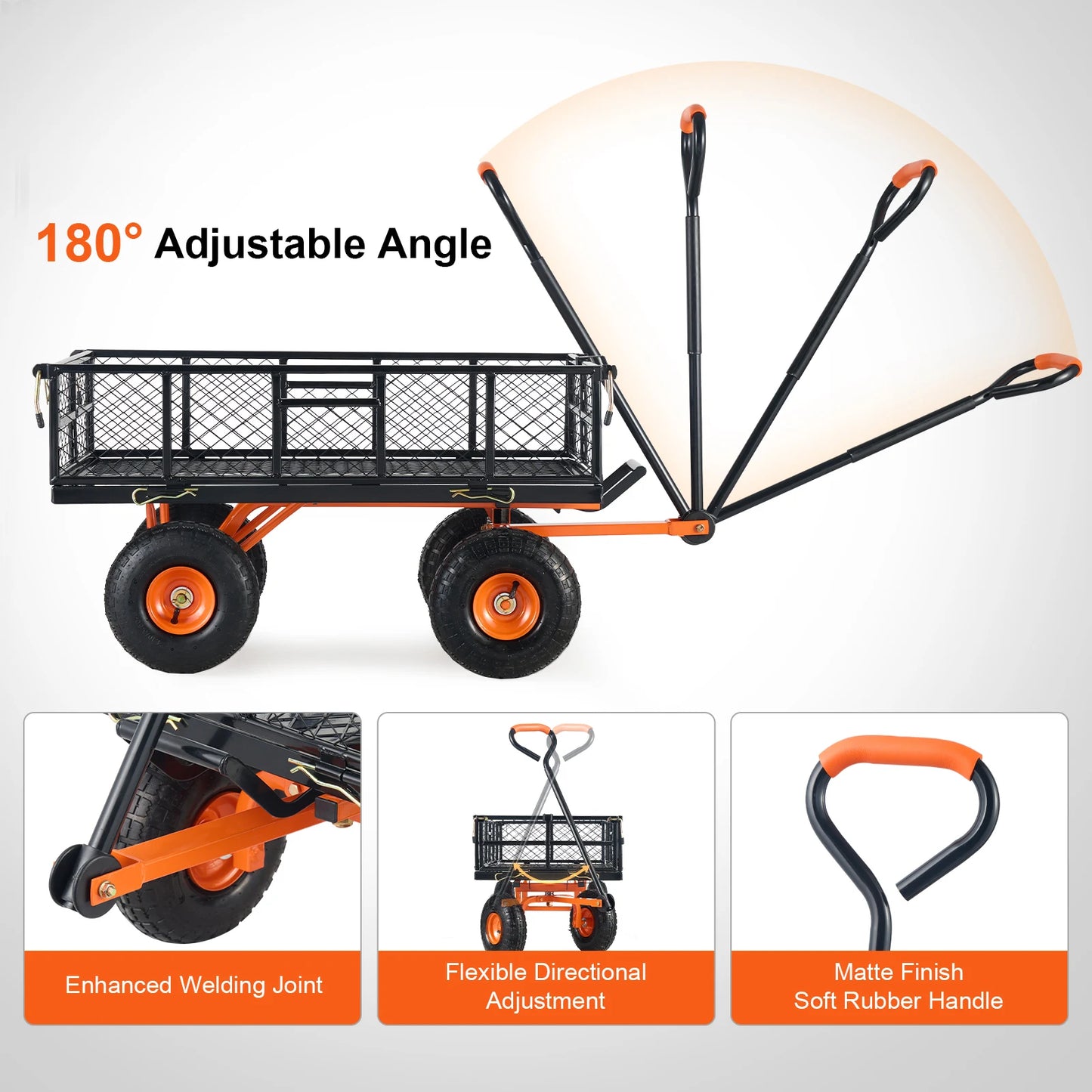 SucceBuy Sturdy Metal Garden Utility Wagon With Simple Assembly