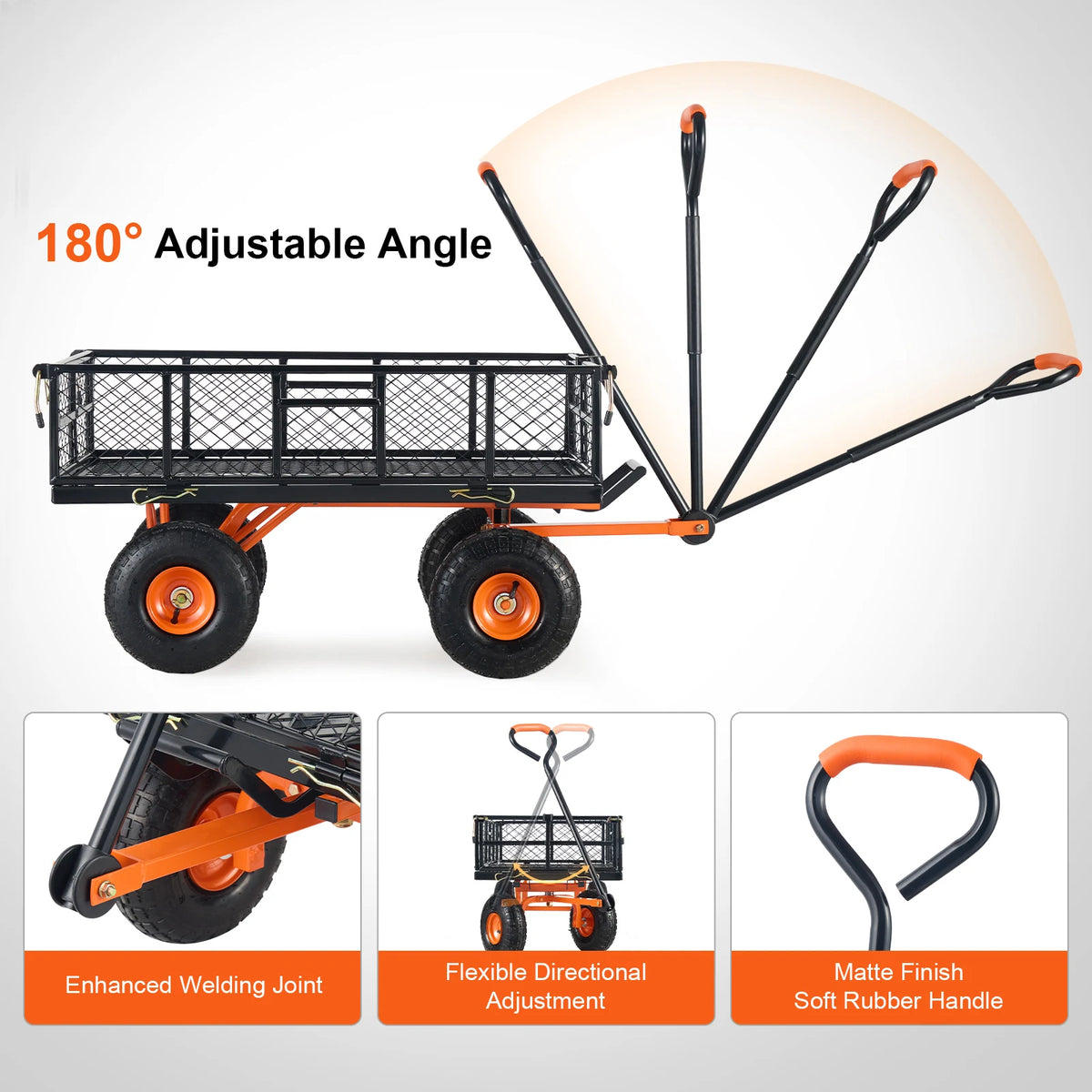 SucceBuy Heavy Duty Garden Utility Wagon With Dump Cart