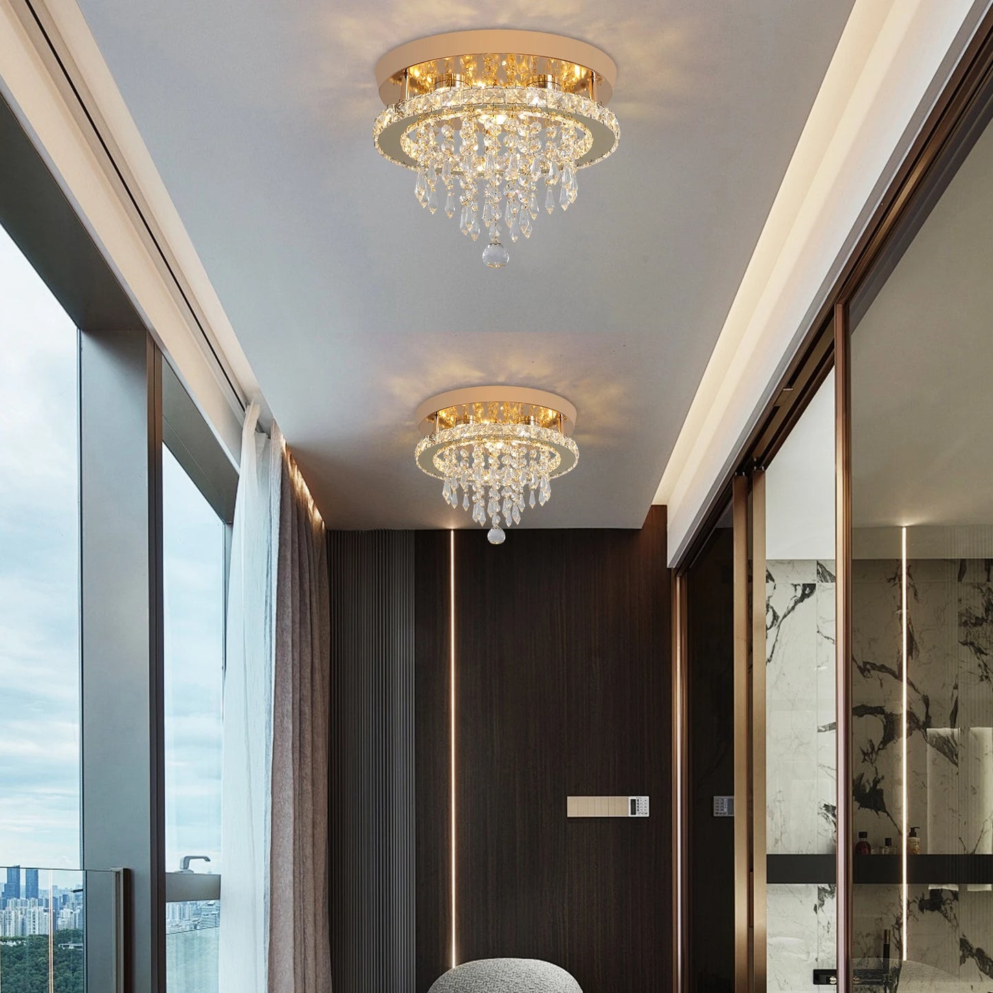 GreeLustr Luxury Modern LED Crystal Ceiling Chandelier Light