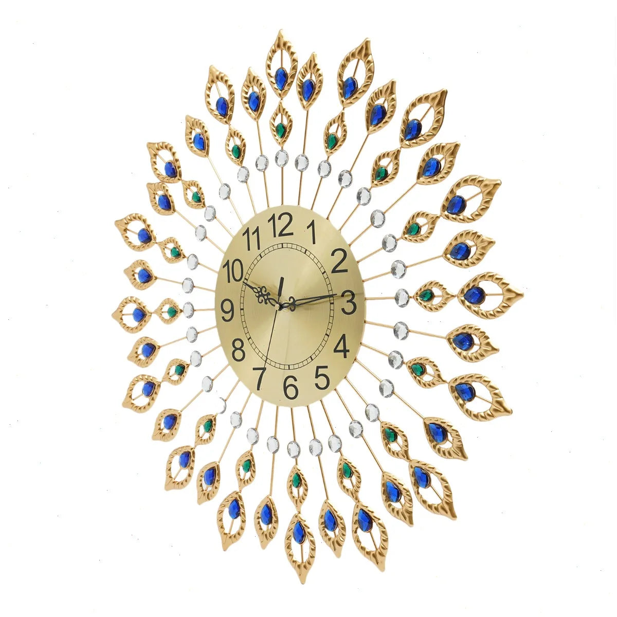 Peacock Feather Wall Clock With Silent Quartz Movement