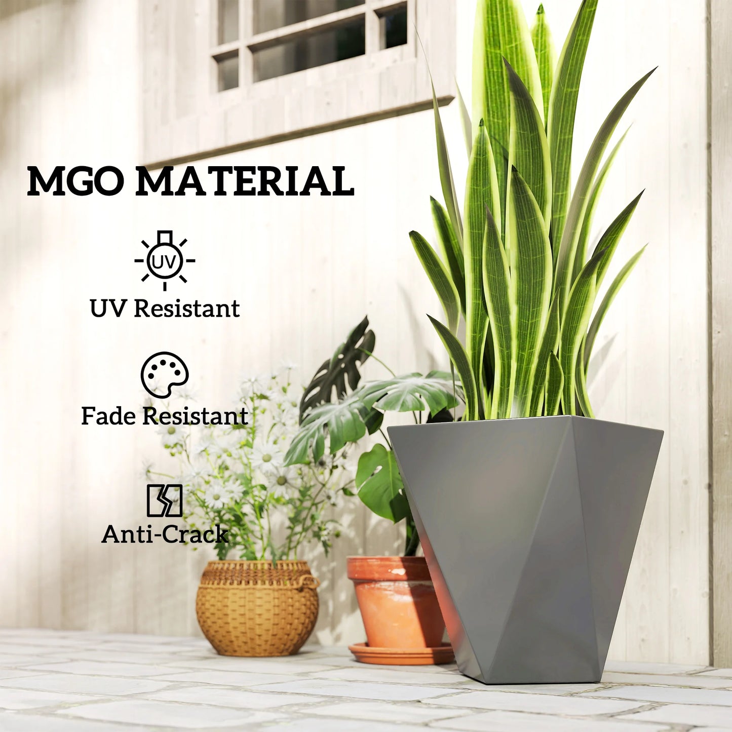 Premium Stackable Outdoor Planter Set With Drainage Holes For Garden
