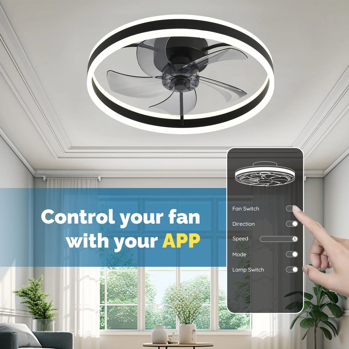 Orison Modern Flush Mount Ceiling Fan With Remote Control