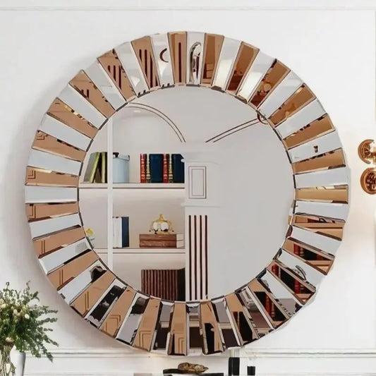 Elegant Starburst Round Wall Mirror For Living Room Decor