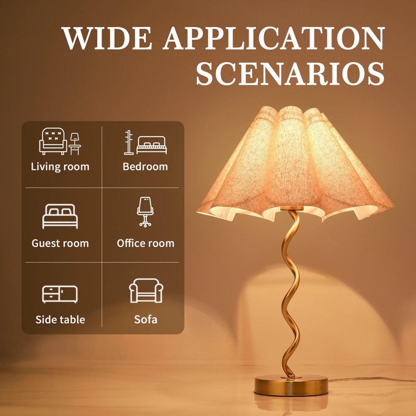 Modern Scalloped Pleated Iron Table Lamp For Bedroom Decor