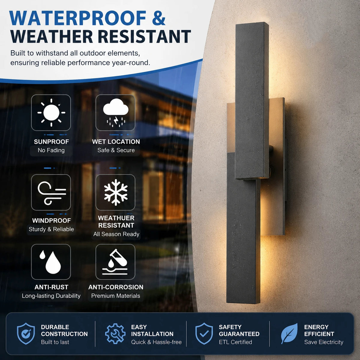 Dimmable LED Aluminum Outdoor Wall Light With Modern Brushed Finish