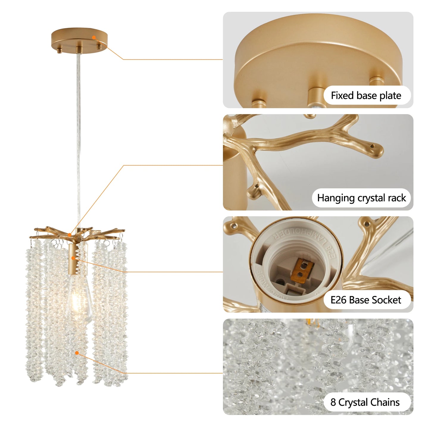 ARLGSITE Crystal Pendant Chandelier With Waterfall Bead Design