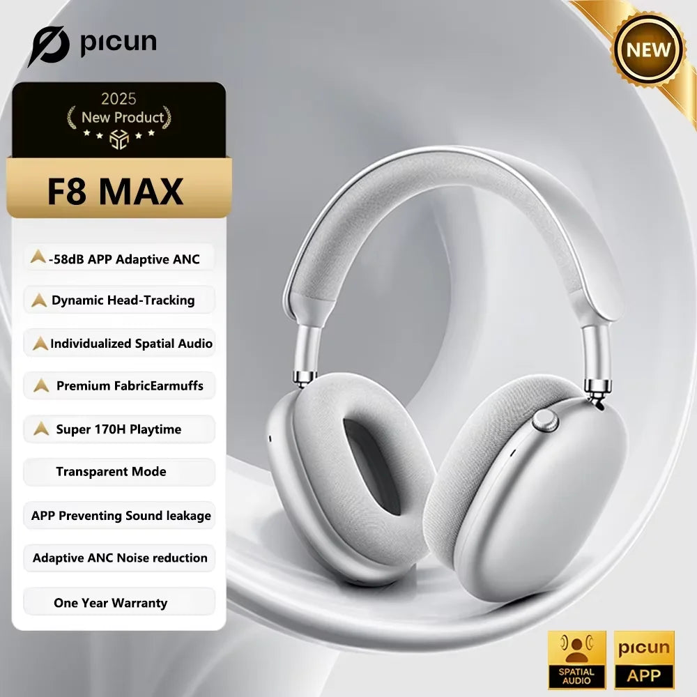 Picun Wireless Headphones With Active Noise Cancellation And Spatial Audio