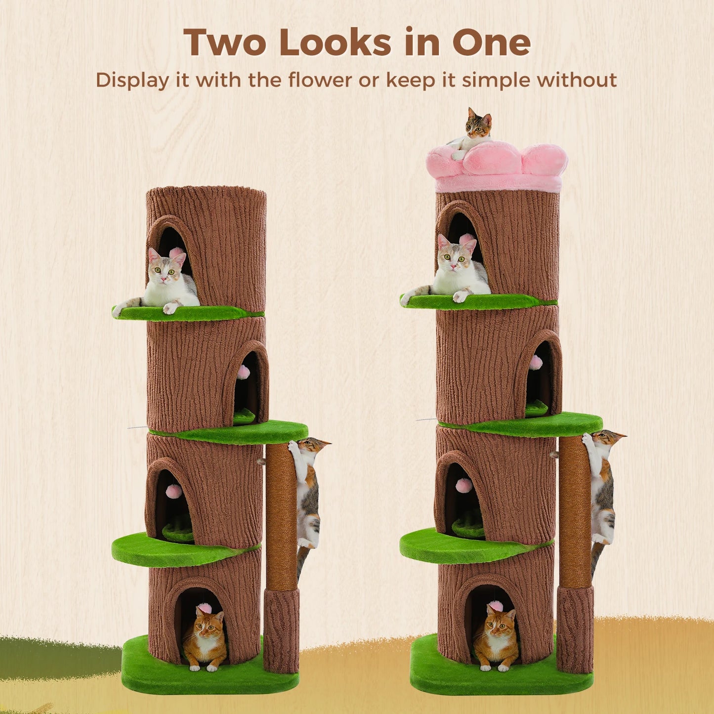 PAWZ Road Cat Tree Tower With Condos And Scratching Posts