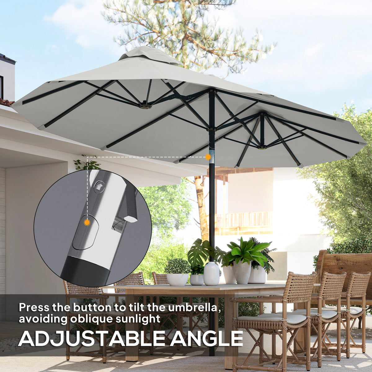 Outsunny Double Sided Patio Umbrella With Tilt And Crank